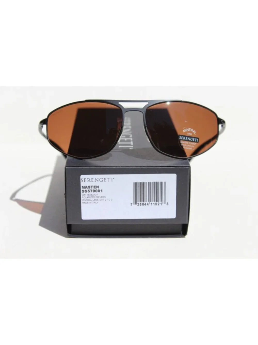 SERENGETI Masten POLARIZED Sunglasses Matte Black/Drivers NEW SS579001 Italy